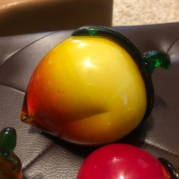 Hand Blown Glass Fruit Set Of 4 Decorative Pieces - Picture 7 of 14